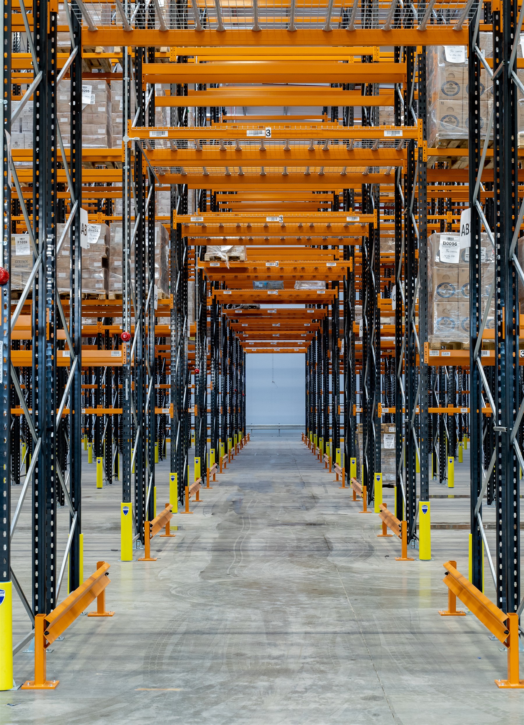 Warehouse storage aisles and high-level racking